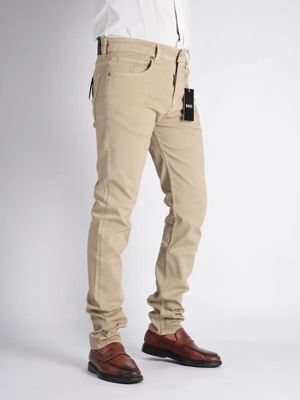 Pantalon en toile piqué de coton 5 poches Ref-BS4328PQ ( Beige )