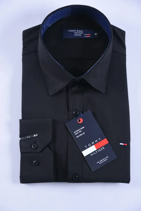 Chemise Tommy Oxford coton piqué Ref-Pc07810 ( Noir )