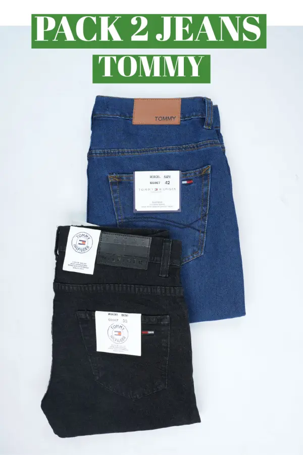 2 Jeans Tommy  Bleu & Noir casual, chics et élégants Ref-GT022NV 